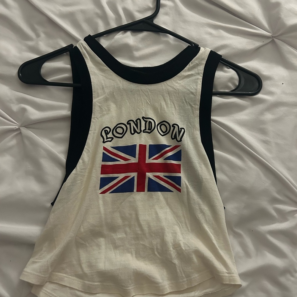 Forever 21 Kids London Flag Tank Top - White & Black